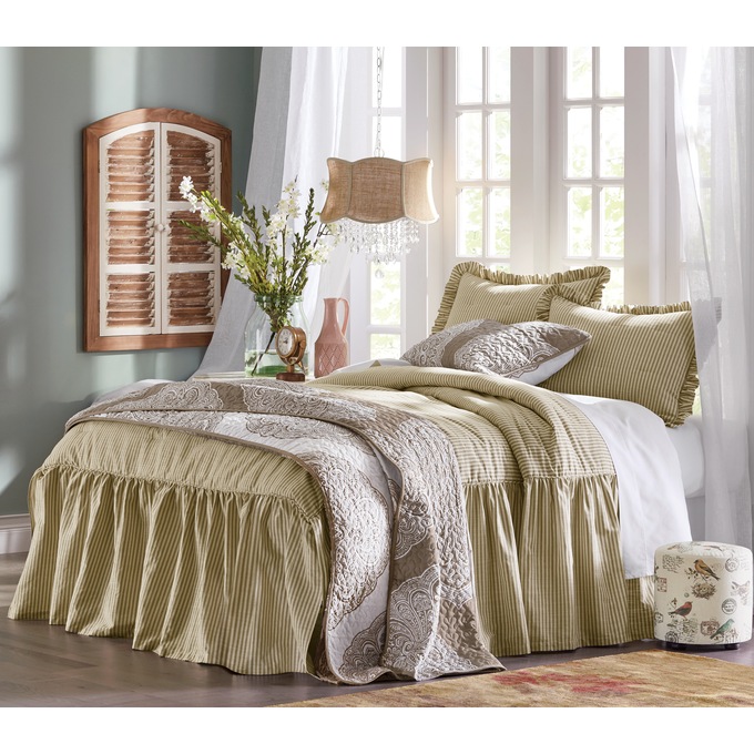 Ticking Stripe Ruffled Bedspread Country Door