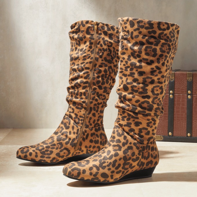 Amanda D'laurie Leopard Scrunch Boot, , large