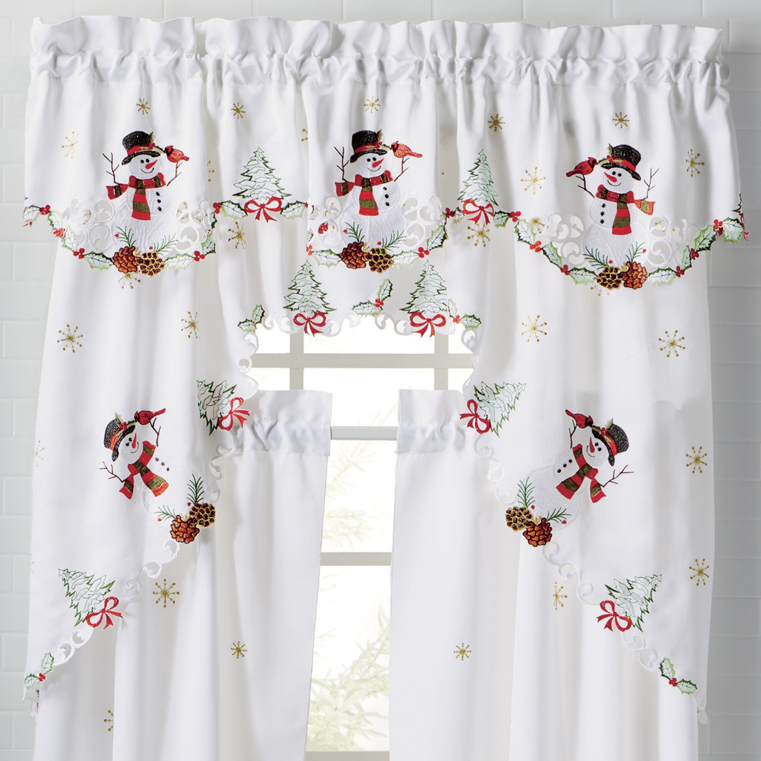 Embroidered Snowman Window Treatments Country Door