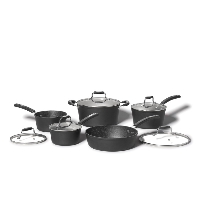 The Rock 10-pc. Forged Aluminum Cookware Set, Black, large