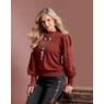 Nora Textured Sleeve Sweater, , large