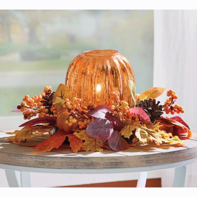 Pumpkin Luminary with Fall Candle Ring, , large