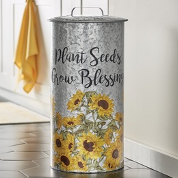 Sunflower Garden Trash Can, , large