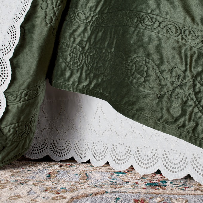 Scalloped Eyelet Cotton Bedskirt, , large