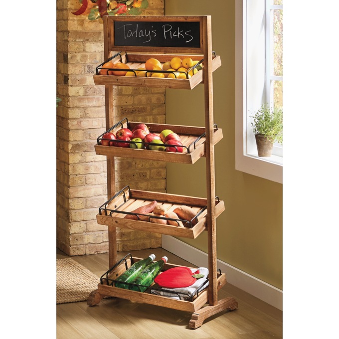 4-Tier Open Shelf Storage Organizer, Wood, large