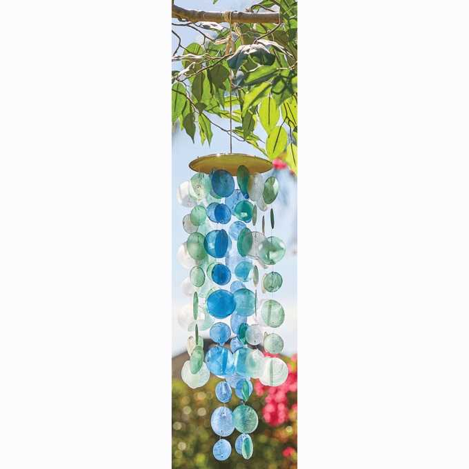 Capiz Chimes, Blue, large
