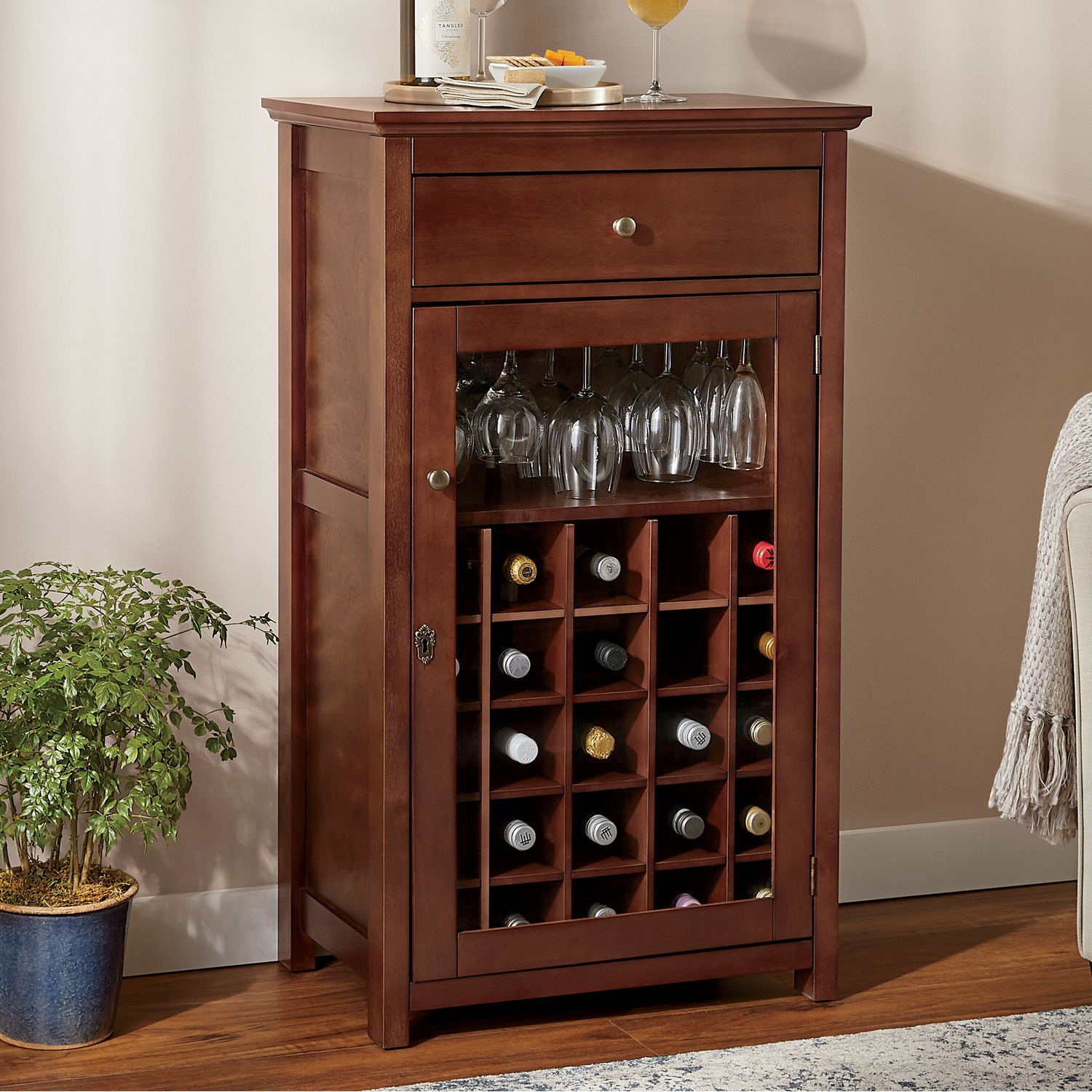 Cherry wood best sale wine cabinet