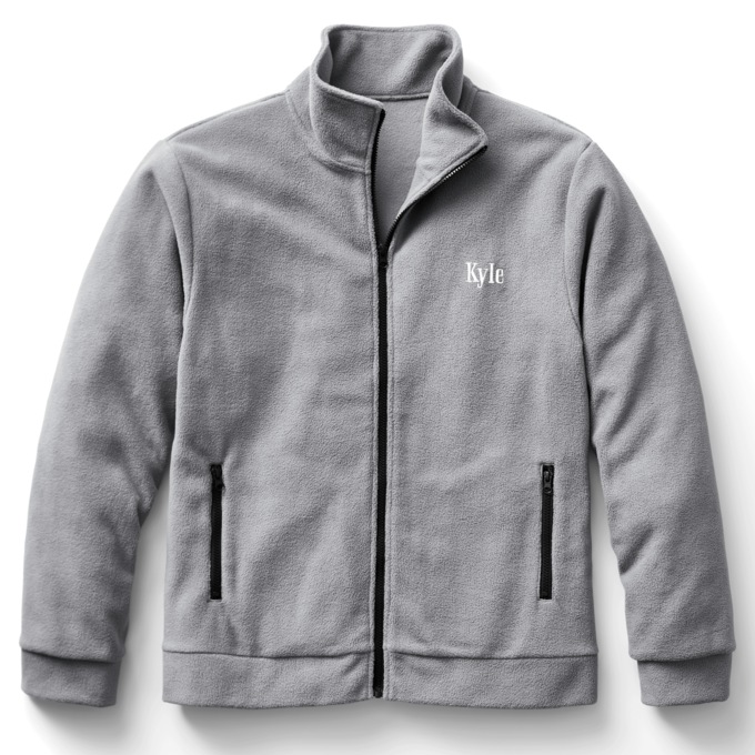 Personalized Men's Fleece Jacket with Front Zipper and Embroidered Name, , large