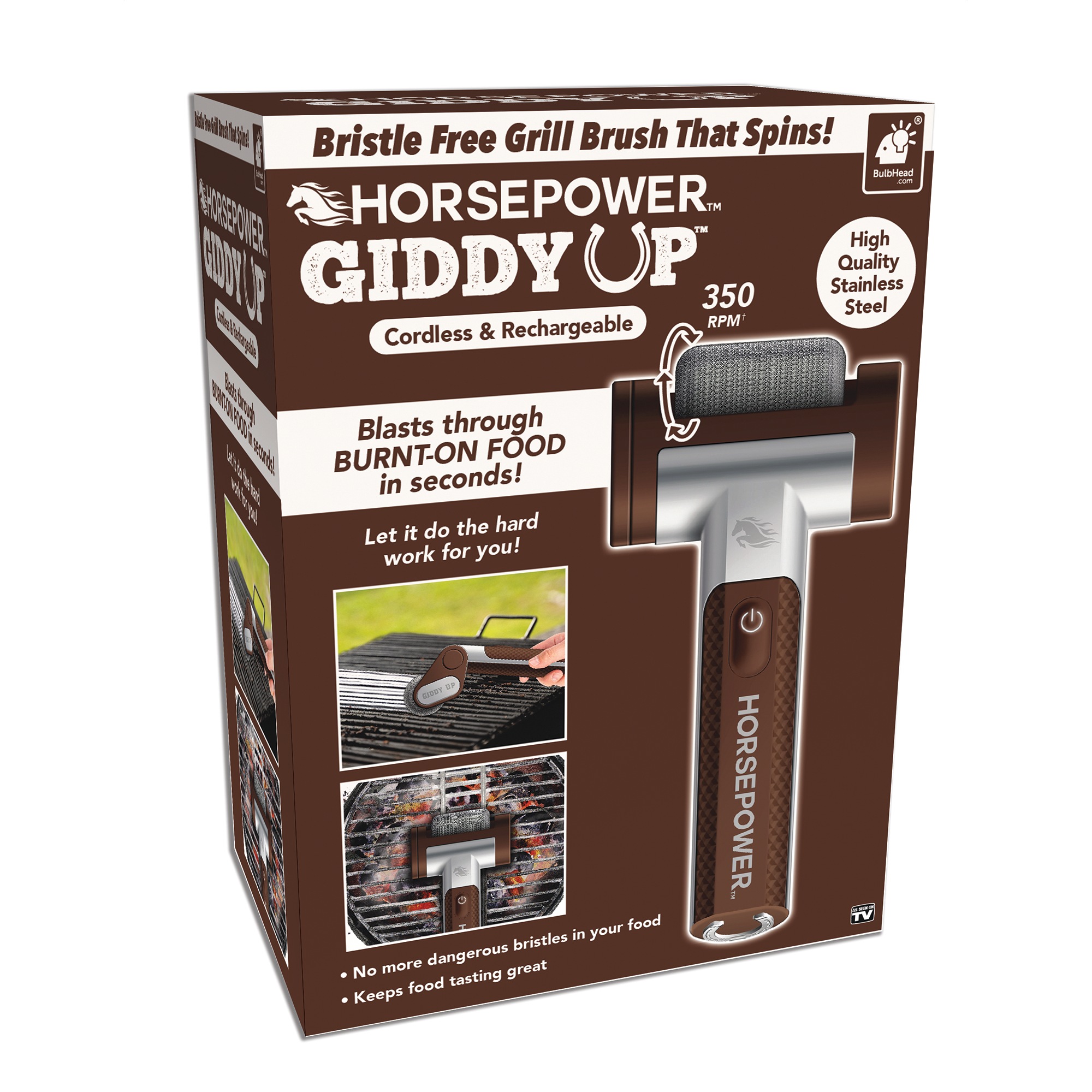 HORSEPOWER Giddy Up Rechargeable Grill Brush, , large