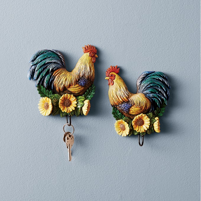 Set of 2 Rooster Hooks, , large