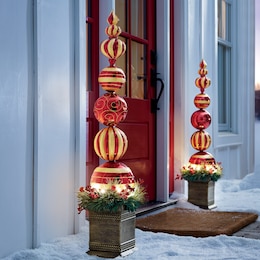 Gold and Red Finial Porch Sitter, , large
