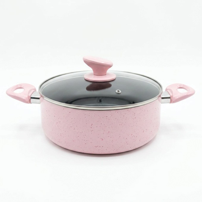 Chef Tested 11-Piece Granite Ceramic Nonstick Cookware Set, Pink, large