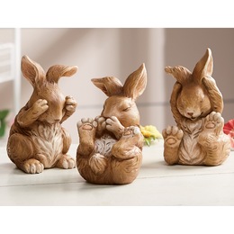 Set of 3 Bunny Figurines, , large