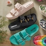 Muk Luks Grand Cayman Slide with Floral Cutouts and Arch Support, , large