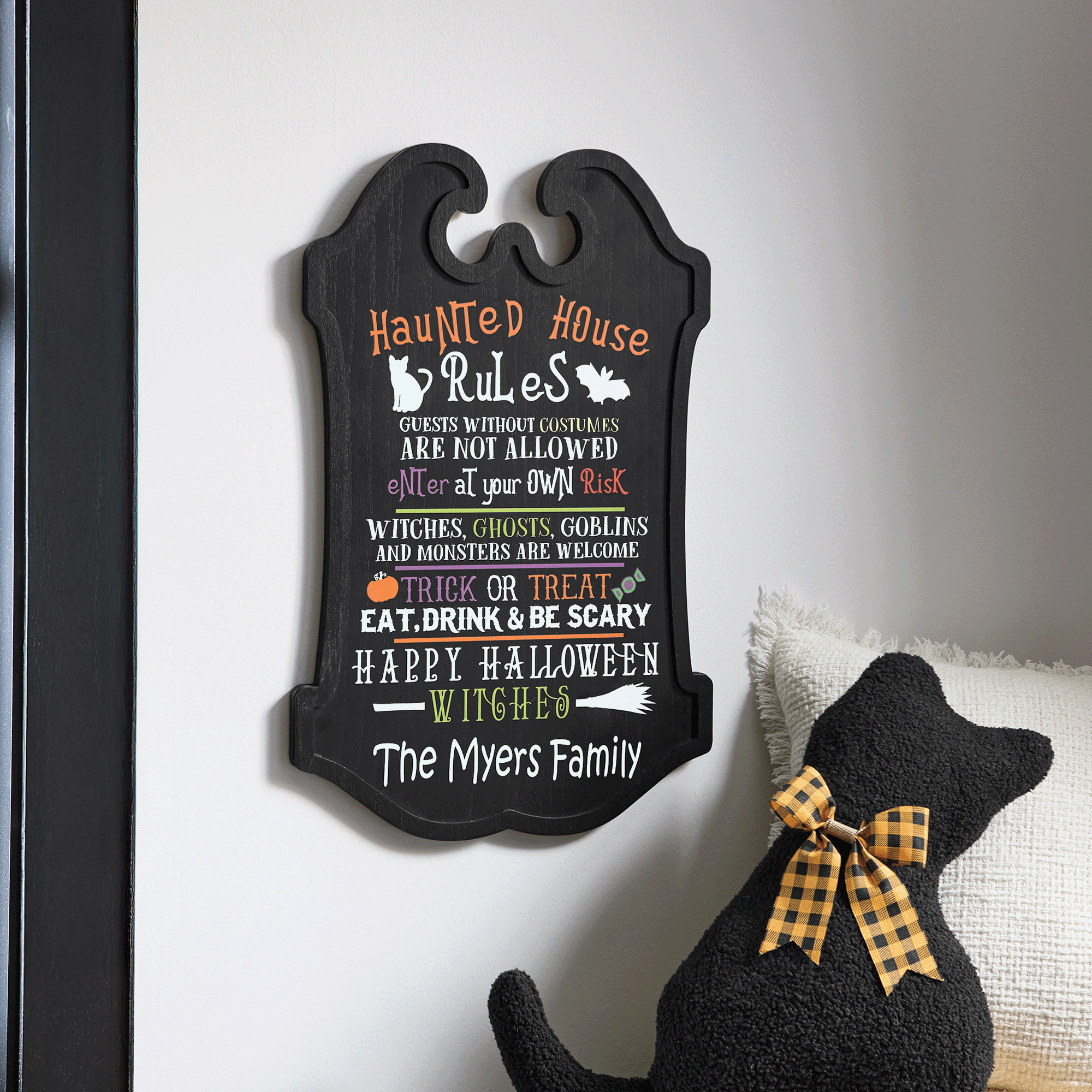 Haunted House Rules Halloween Wall Sign, Multi, large