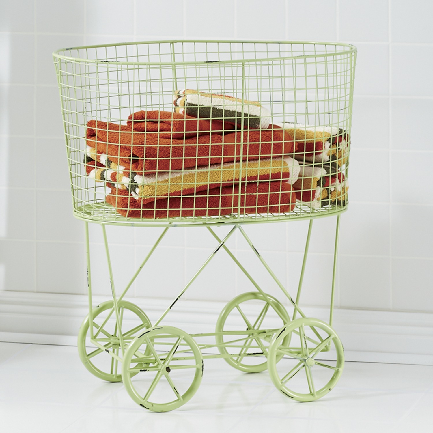 Vintage Rolling Laundry Cart Country Door