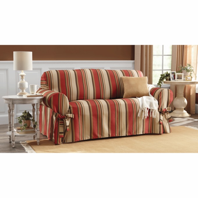 Classic Stripe Slipcover, Red Multi, large