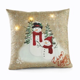 LED Snowman Accent Pillow, , large