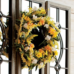 Yellow Wildflower Wreath, , large