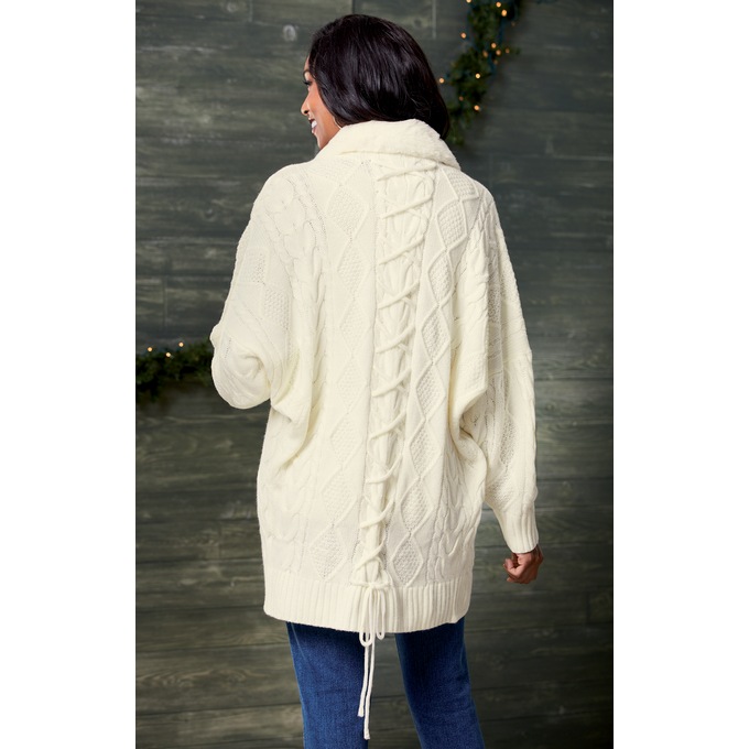 Diana Faux Fur-Trimmed Cardigan, , large