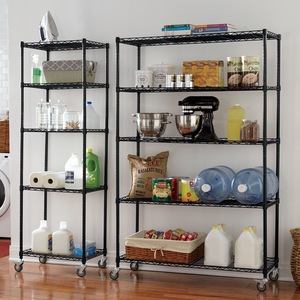 Wide 5-Tier Rolling Metal Wire Storage Rack with Wheels, , large