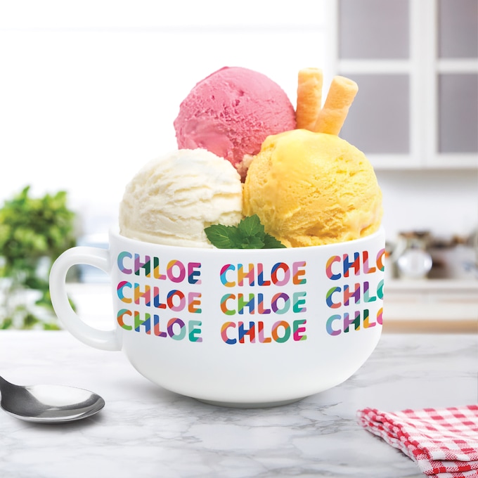 Colorful Name Pattern Personalized Ice Cream Bowl, , large