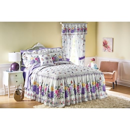 Butterfly Floral Skirted Bedspread, Sham, Accent Pillow and Window Treatments, , large