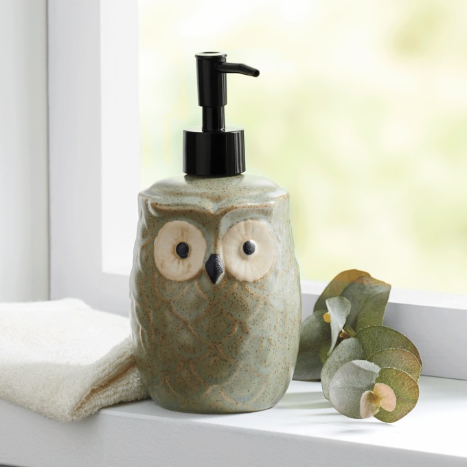 Ceramic Owl Soap Pump, , large