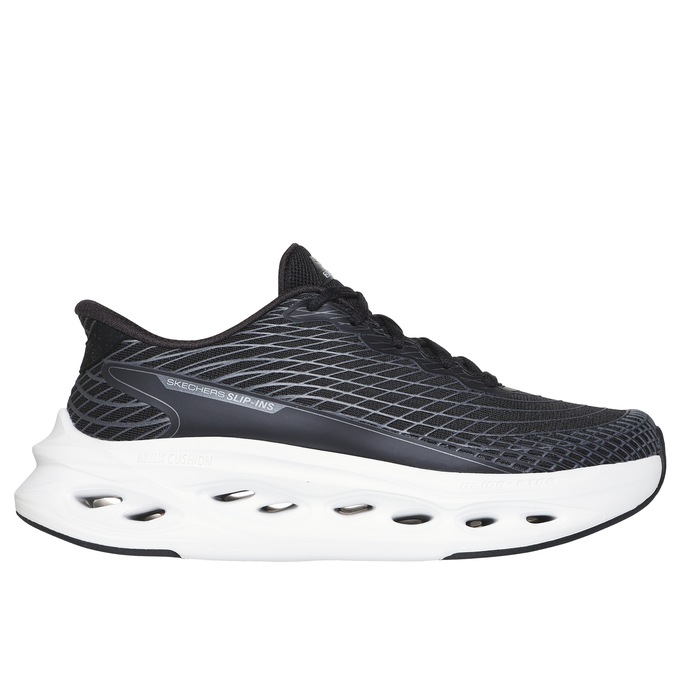 Skechers Women’s Max Cushioning Glide-Step Sapphire Slip-Ins, Black White, large