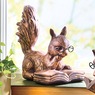 Hand-Painted Resin Reading Critter Figurine - Fox or Squirrel with Book, , large