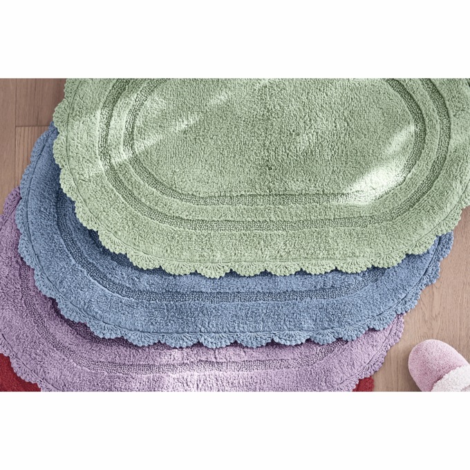 Oval Crochet Bath Mat, Bluebell, large