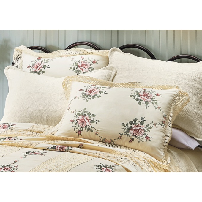 Grace Crochet Lace Embroidered Standard Sham, Multi, large