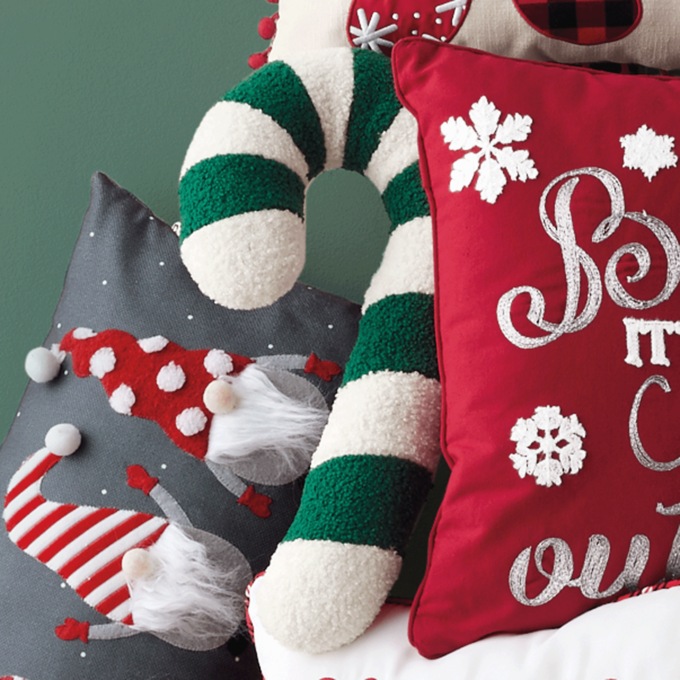 Set of 2 Candy Cane Accent Pillows, , large