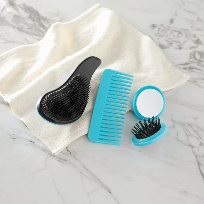 3-Piece Comb, Brush & Mirror Set, , large