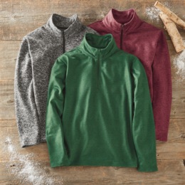 Melange Fleece 1/4-Zip Pullover, , large