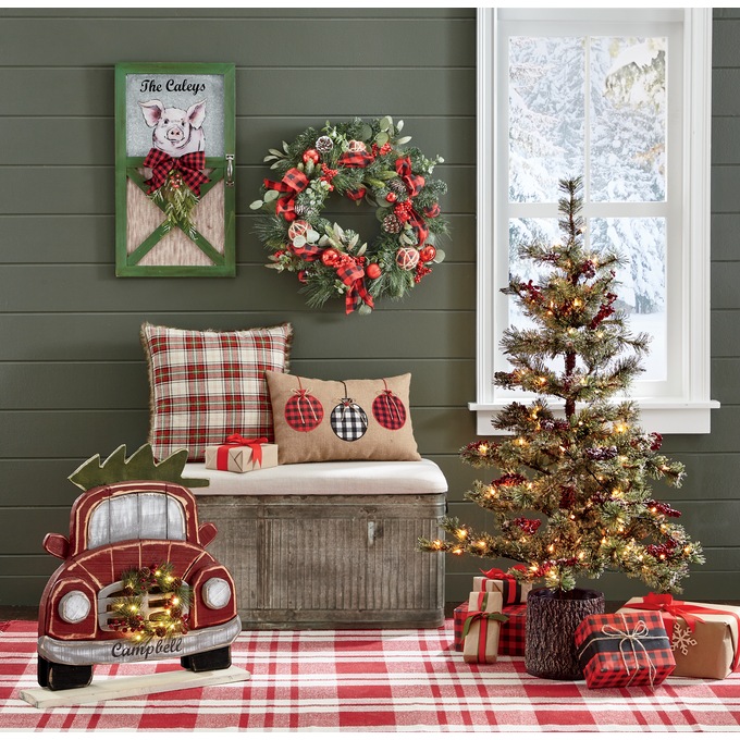 Christmas Pig Barn Door Sign, , large