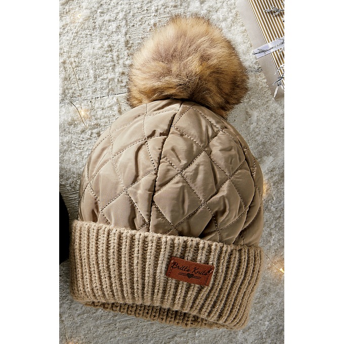 Britt’s Knits Quilted Puffer Beanie, , large