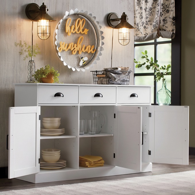 Miller Shaker-Style Sideboard Buffet Cabinet, , large