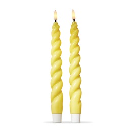 Set of 2 Yellow Taper Candles, , large