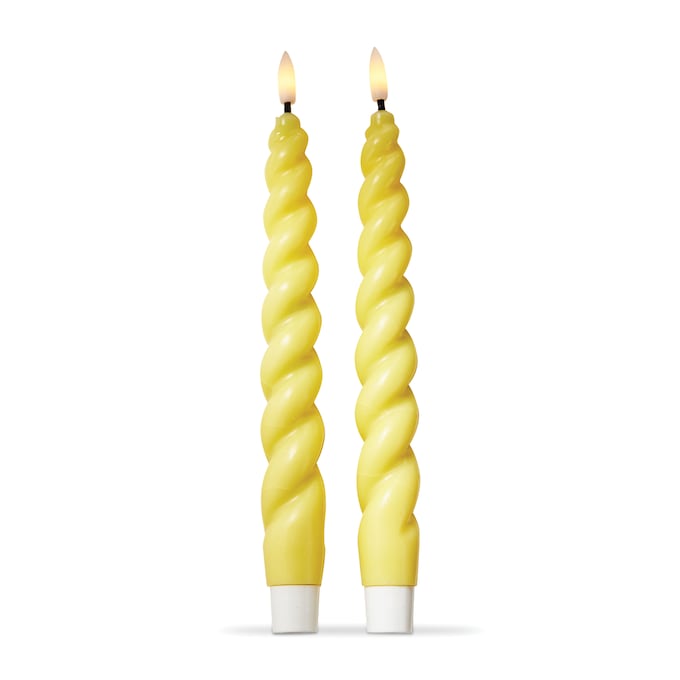 Set of 2 Yellow Taper Candles, Yellow, large
