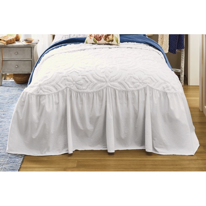 Adeline Skirted Chenille Bedspread, , large