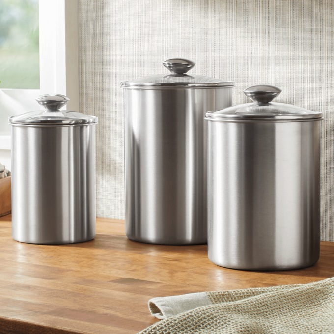 Set of 3 Stainless Steel Canister Set, , large