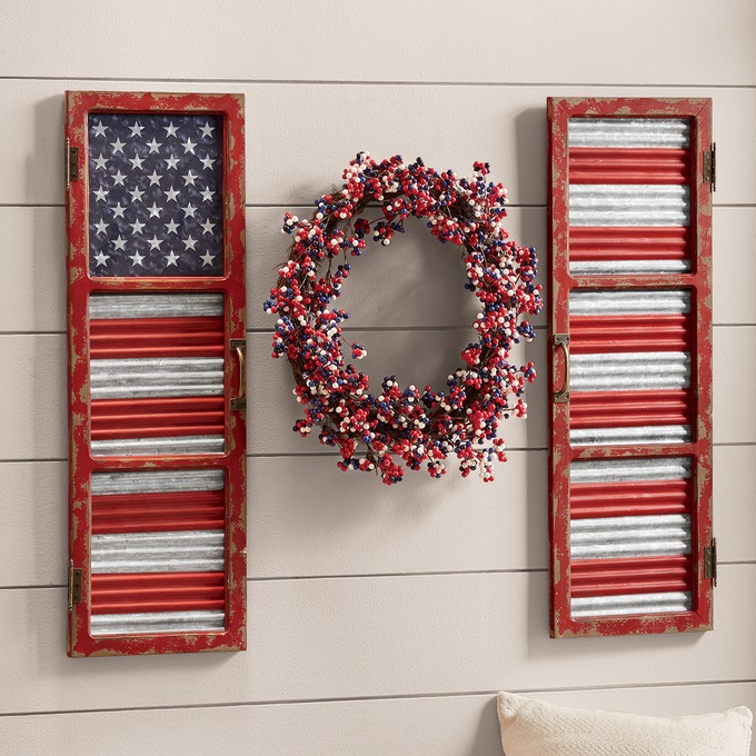 Red White And Blue Shutter Wall Decor Country Door