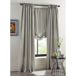 White Flower Pattern Country Style Kitchen Curtains gingham buffalo check panel