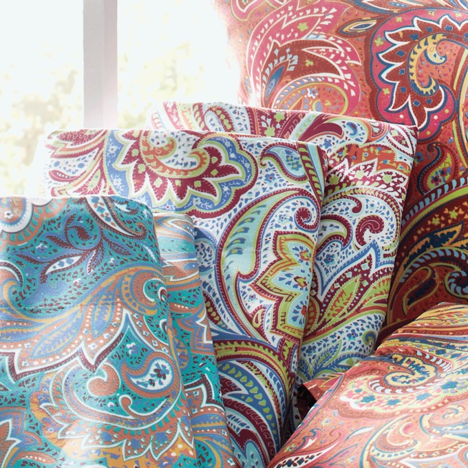 Color Connection Paisley Microfiber Sheet Set, White, large