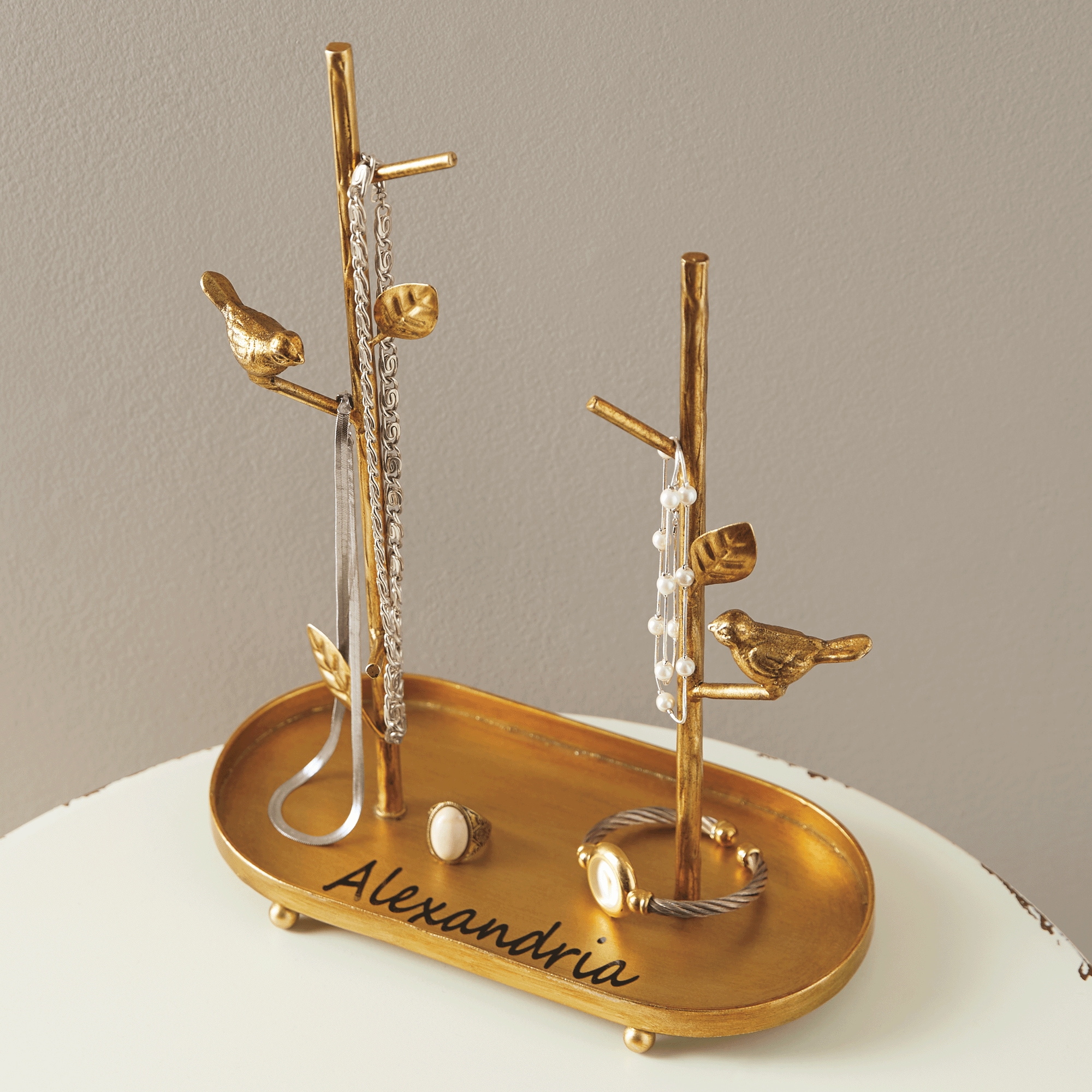 Metal Bird Standing Jewelry Holder, , large