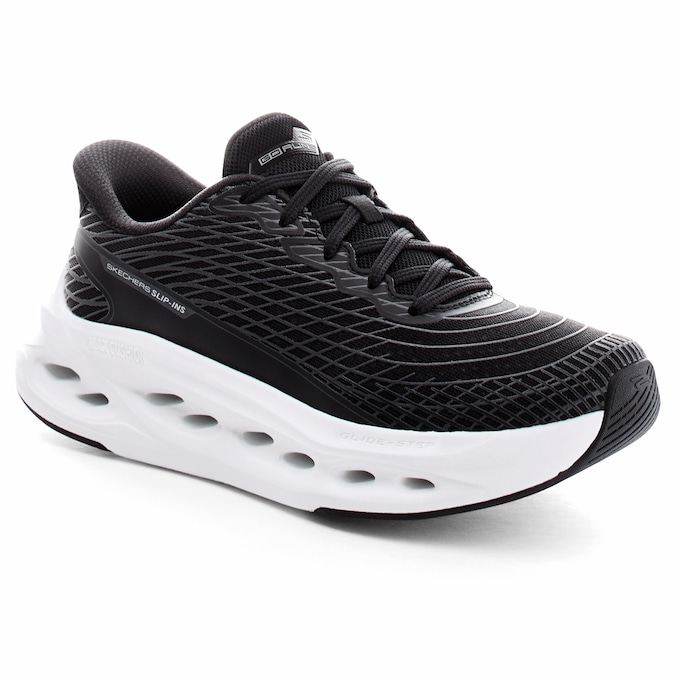 Skechers Women’s Max Cushioning Glide-Step Sapphire Slip-Ins, Black White, large