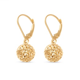 10K Gold Filigree Ball Leverback Earrings, , large