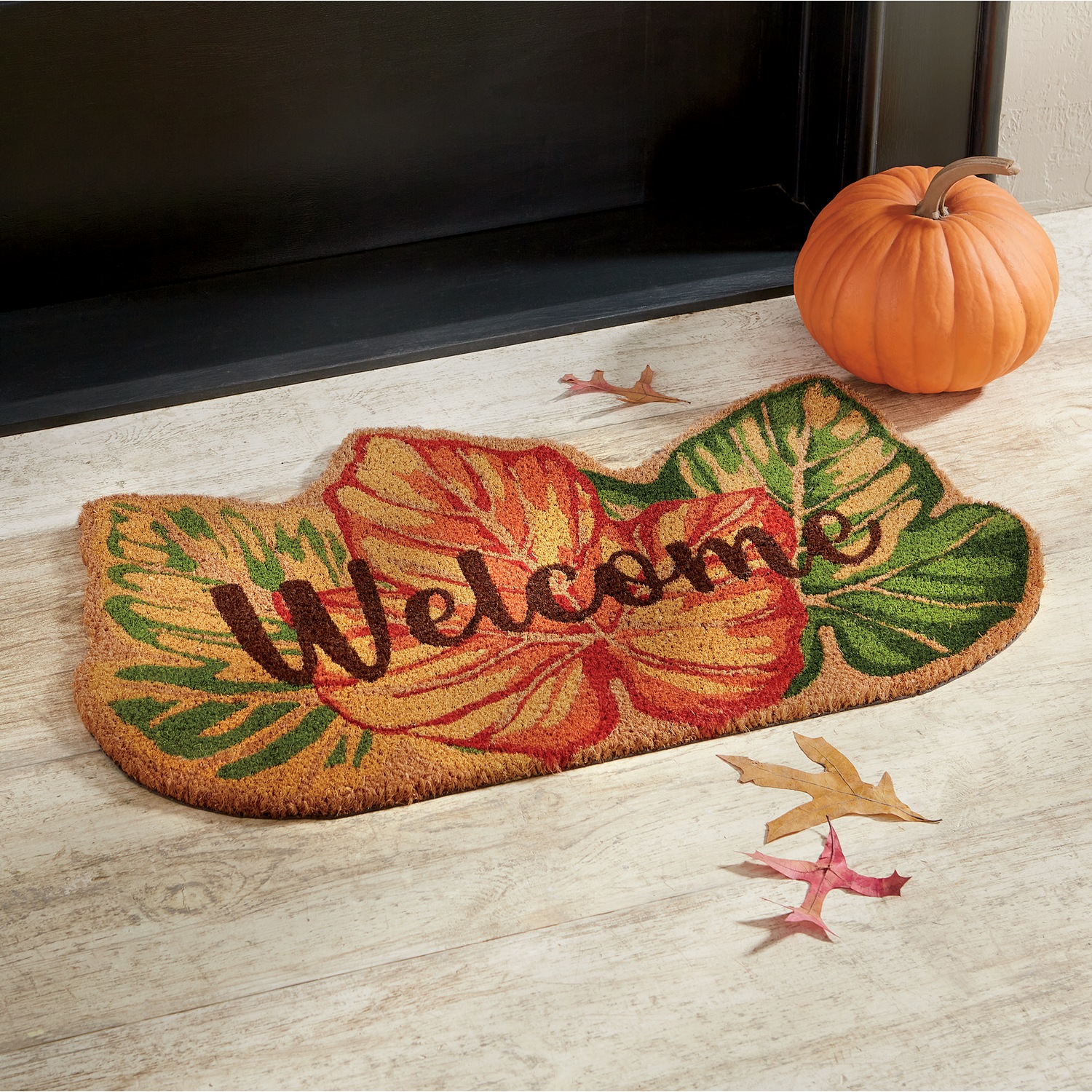 Autumn LeavesShaped Coir Mat 18" X 30" Country Door