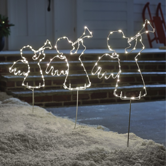 Set of 3 Lit Angel Stakes Outdoor Holiday D&eacute;cor, , large